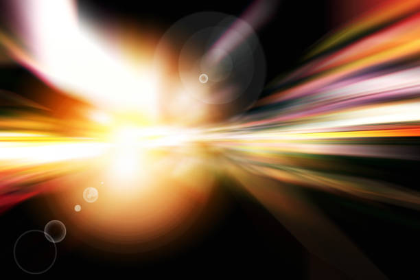 abstract background of speed traffic light trails with circle bokeh