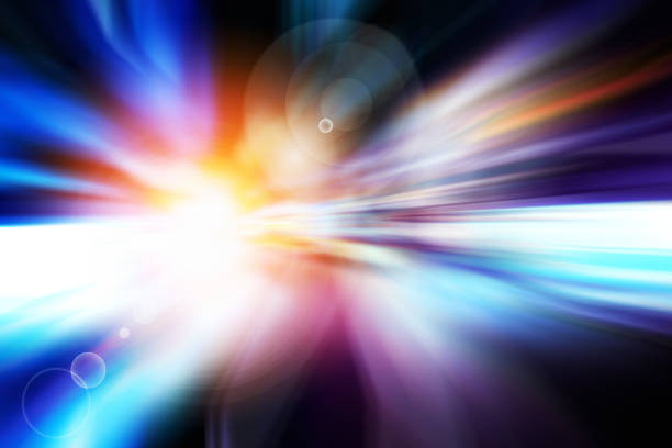 istock abstract background of speed traffic light trails with circle bokeh 1055351724