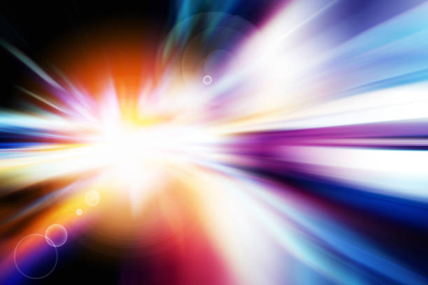 istock abstract background of speed traffic light trails with circle bokeh 1055351732