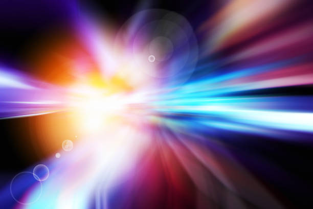 istock abstract background of speed traffic light trails with circle bokeh 1055351762
