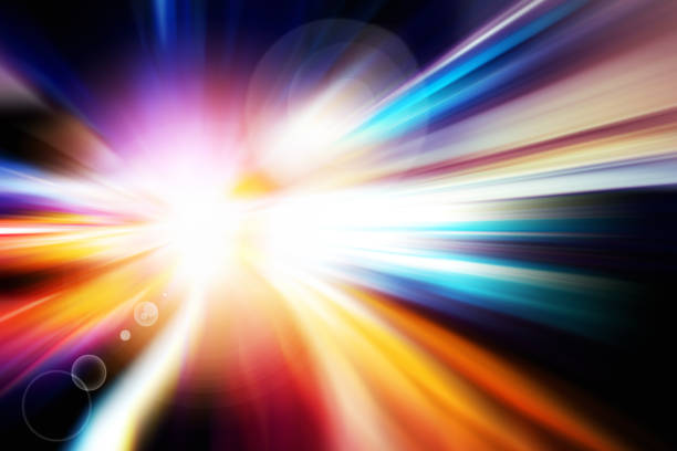 abstract background of speed traffic light trails with circle bokeh