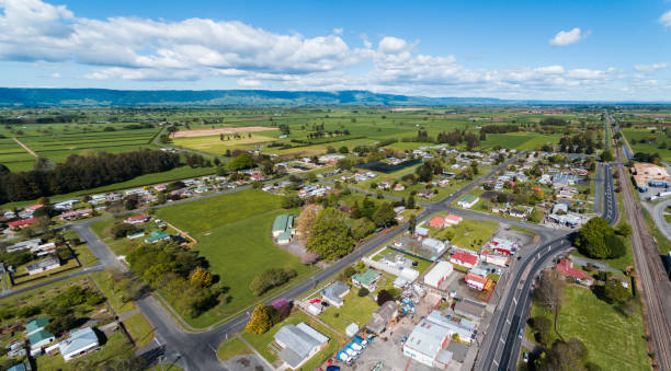 Aerial view of outskirts of Matamata, New Zealand. Aerial view of outskirts of Matamata, New Zealand. matamata new zealand stock pictures, royalty-free photos & images