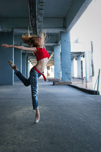 Ballerina dancing. Street performance.
