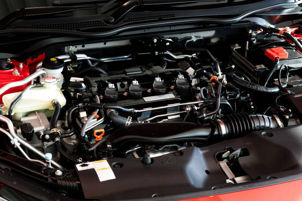 detalle del motor de coche nueva pieza del motor del coche de cerca - intake fotografías e imágenes de stock