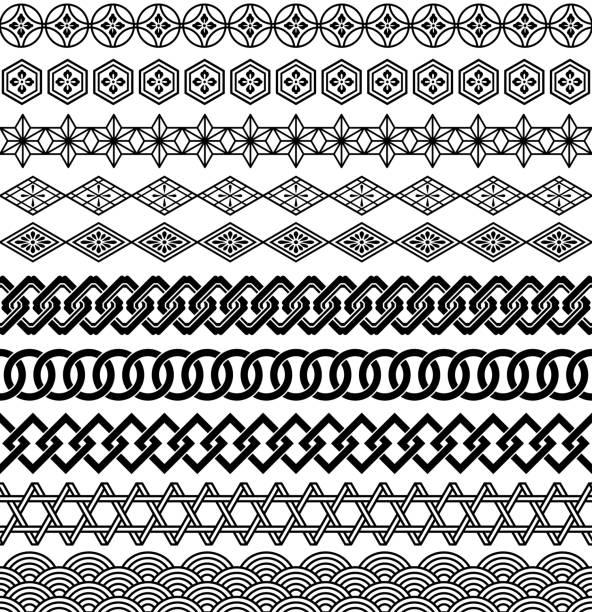 Set Of Japanese Style Borders Stock Illustration - Download Image