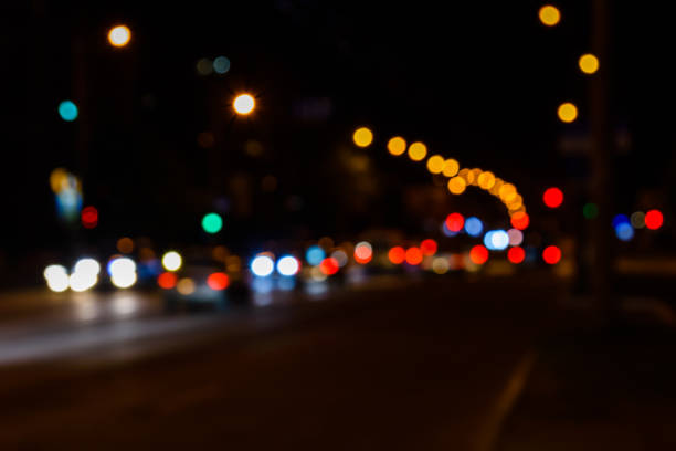 istock Abstract background of blurred big city lights 1055369430