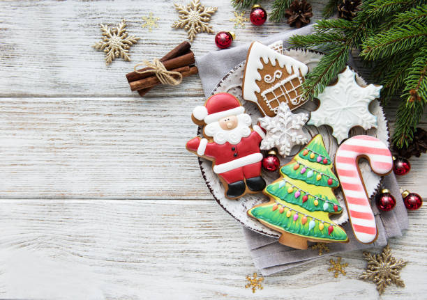 istock Christmas cookies and Christmas tree 1055389332