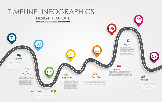 Navigation roadmap infographic timeline concept with place for data. Vector illustration.