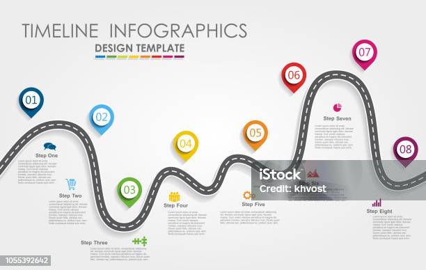 Navigation Roadmap Infographic Timeline Concept With Place For Your Data Vector Illustration Stock Illustration - Download Image Now