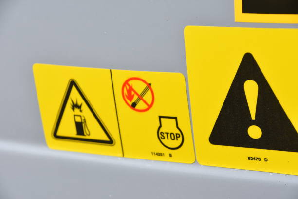istock Warning and safety signs for cranes 1055398618