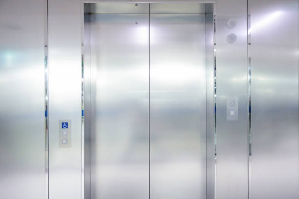 istock Elevator cabin stainless steel 1055402426