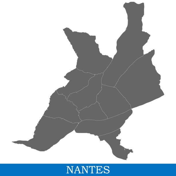 высокое качество карты города франции - nantes stock illustrations