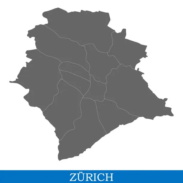 Vector illustration of High Quality map of city in Switzerland