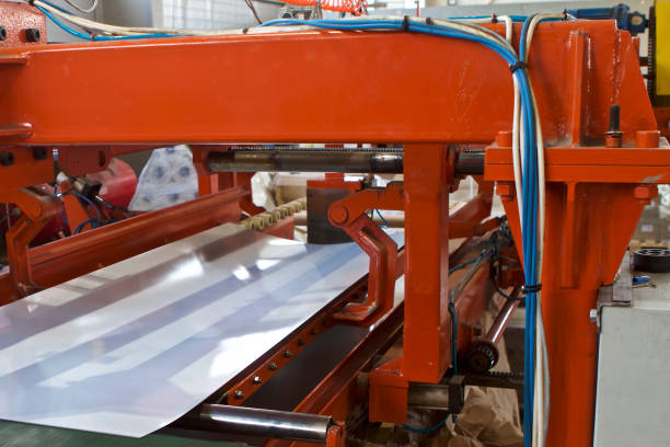 istock Elements of various sections of the galvanized steel processing line in rolls 1055413124
