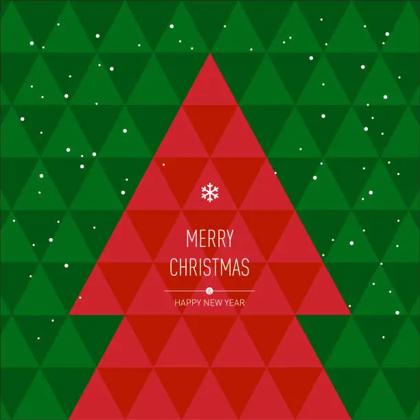 Vector illustration of Greeting Card - Geometric Christmas Tree - Illustration Series