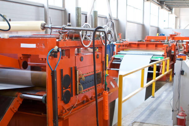 istock Elements of various sections of the galvanized steel processing line in rolls 1055416634