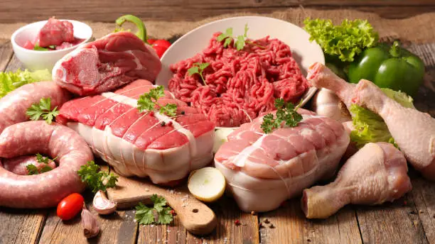 Photo of raw meats ingredients
