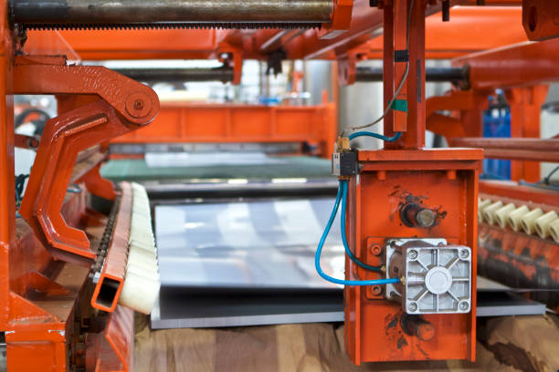 istock Elements of various sections of the galvanized steel processing line in rolls 1055419904