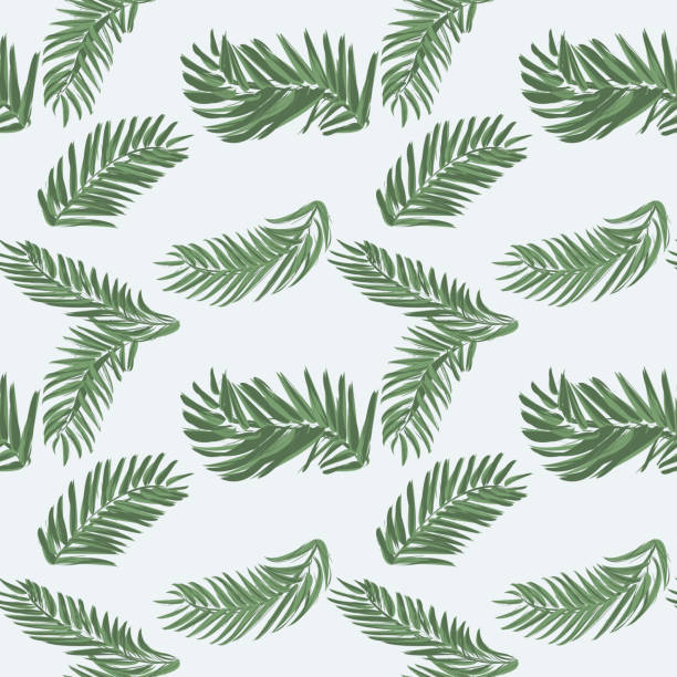 istock Palm leaf seamless pattern background. Beach seamless pattern wallpaper of tropical leaves of palm trees. Vector illustration. 1055420596