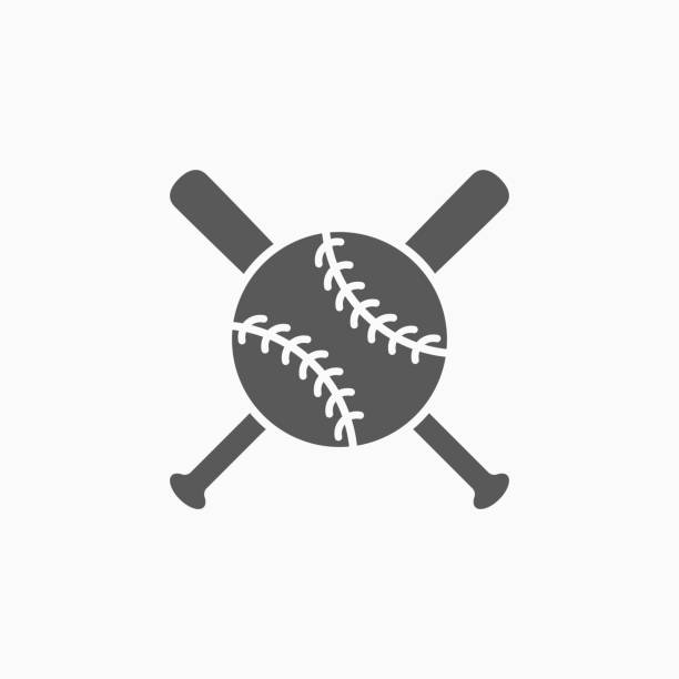 야구 방망이 공을 아이콘 - baseball sports team teamwork sport stock illustrations