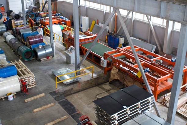 istock Elements of various sections of the galvanized steel processing line in rolls 1055421490