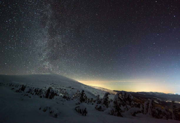 istock Night stars and milky way in winter 1055423014