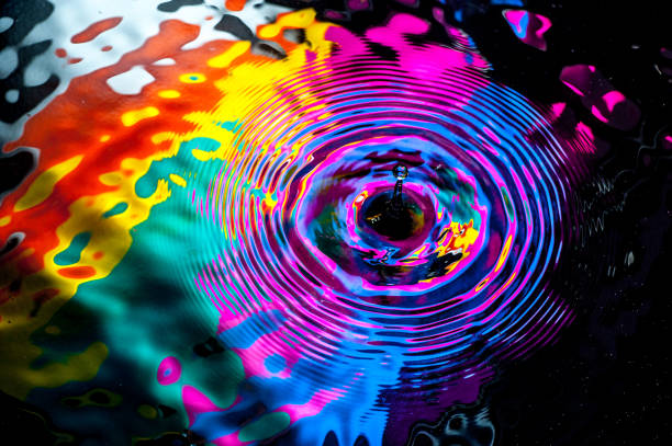 Water Drop Ripple over a colorful Water Surface. Vivid colors are naturally reflected and not digitally generated.