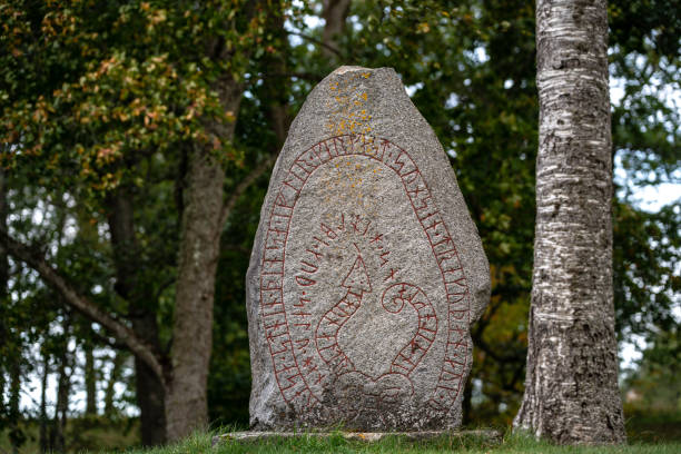 Rock carved with Runic letters