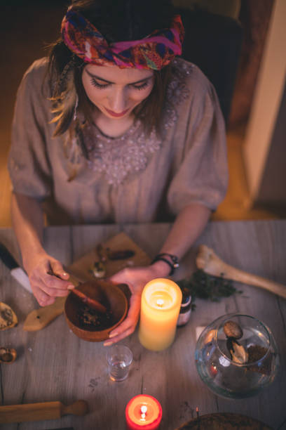 istock Woman making natural cosmetics, top view 1055433306