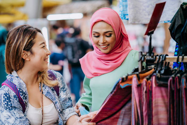 istock Two friends having shopping at the bazaar 1055435168