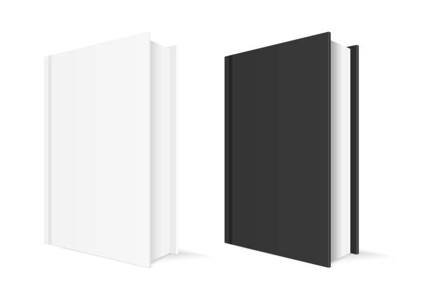 istock Books with white and black cover. Vertical position with blank covers 1055437358