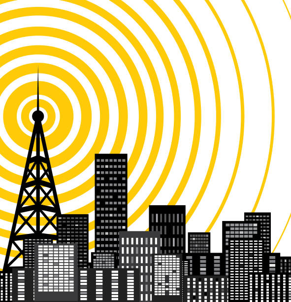 stockillustraties, clipart, cartoons en iconen met toren zender afbeelding - antenne