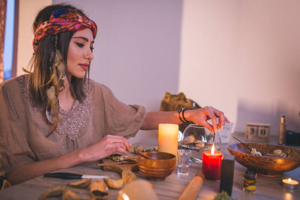 istock Woman making natural cosmetics, top view 1055437662
