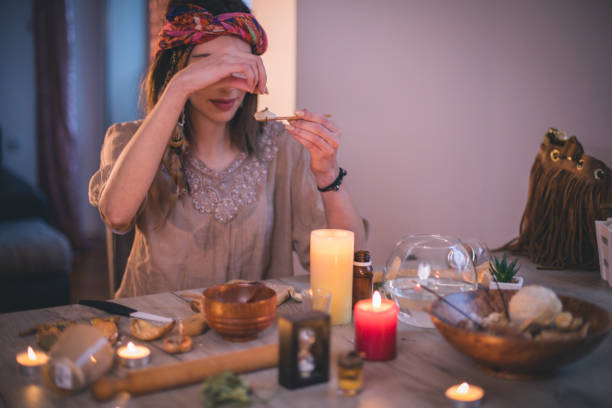 istock Woman making natural cosmetics, top view 1055438058