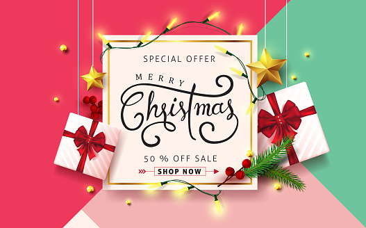 Vector merry Christmas and happy New Year background design .Calligraphic Christmas lettering.Winter vector illustration template.