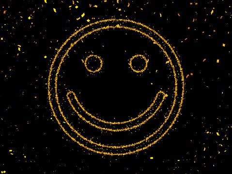 Confetti Customer Satisfaction Shape on black background