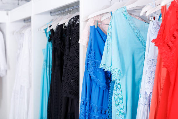 istock Bridesmaid dresses in wedding show room 1055448494