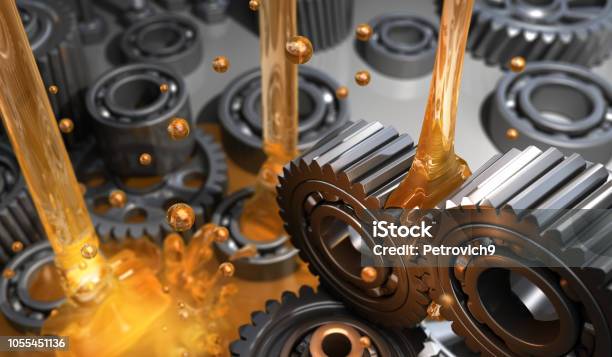 Lubricant And Gears Stock Photo - Download Image Now - Lubrication, Motor Oil, Gear - Mechanism