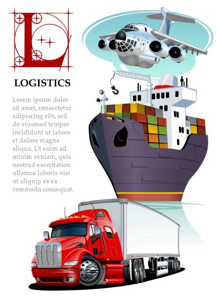 istock Vector set of cartoon cargo transport. Logistics mockup 1055451466