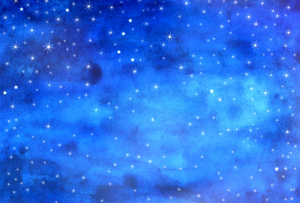 stars, watercolor painting stock photo