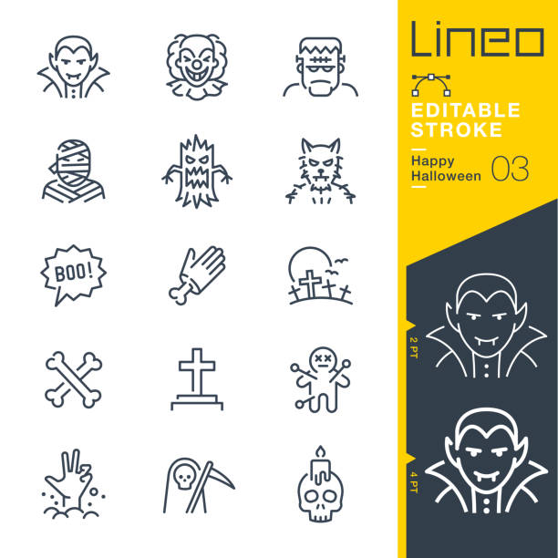 Lineo Editable Stroke - Happy Halloween line icons Vector Icons - Adjust stroke weight - Expand to any size - Change to any colour halloween icons stock illustrations