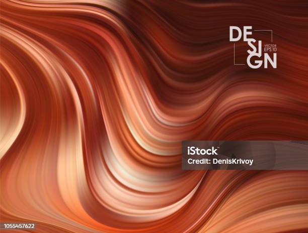 Vector Illustration Brown Flow Background Wave Chocolate Liquid Shape Color Backdrop Trendy Art Design Stock Illustration - Download Image Now