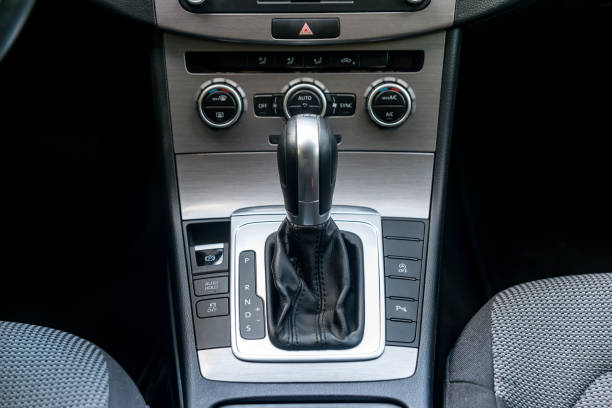 istock Closeup of automatic transmission inside car salon 1055461090