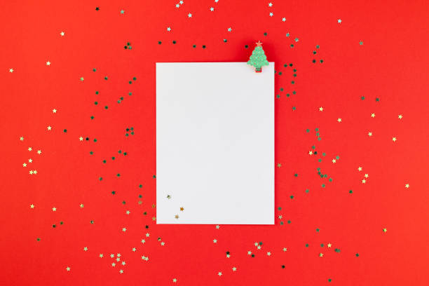istock Christmas greeting postcard mockup with glitter 1055461690