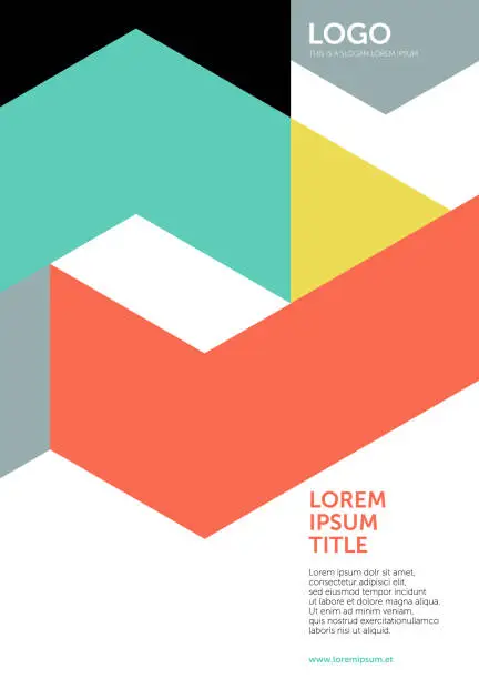 Vector illustration of Tangram Shapes – Layout or Cover Template 1 (Geometric Minimalism Set)