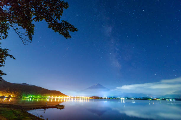 Mt.Fuji Japan Mountain at night with starry sky Milky way