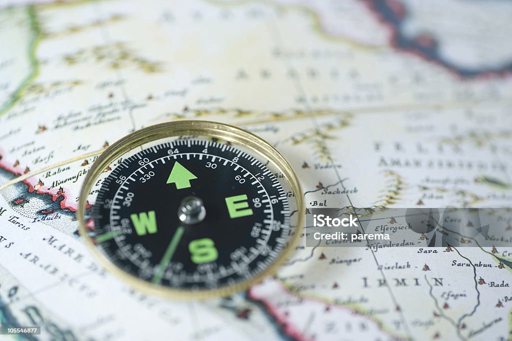 Compass and map - Royalty-free Bússola Foto de stock