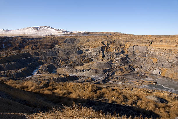 Landscape at derelict coal quarry stock photo
