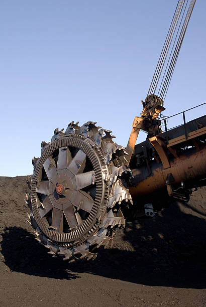 Spinning part of rotor digger at a coal mine stock photo