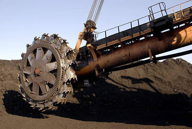 Spinning part of rotor digger at a coal mine stock photo